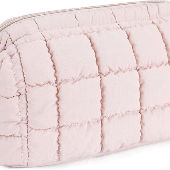 Handbags - Puffer Makeup Bags for Women, Nylon Puffy Padded Make Up Bags for Women Makeup O